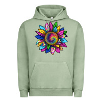 Pigment Oil Green tie dye sunflower Urban Hoodie - texasbilliewilder