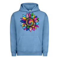 Pigment Pebble Blue tie dye sunflower Urban Hoodie - texasbilliewilder