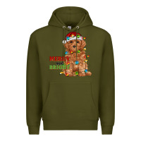 Army Green merry and bright toy poodle Premium Hoodie - RanaPortraitStore