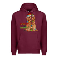 Burgundy merry and bright toy poodle Premium Hoodie - RanaPortraitStore