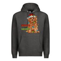 Charcoal Heather merry and bright toy poodle Premium Hoodie - RanaPortraitStore