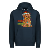 Navy merry and bright toy poodle Premium Hoodie - RanaPortraitStore