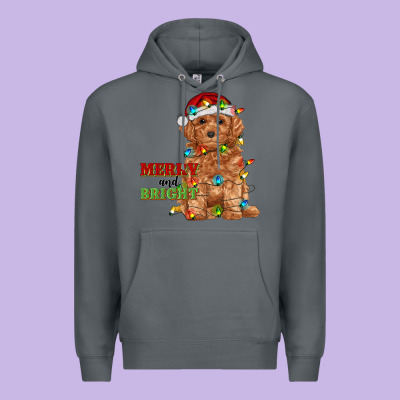 Merry And Bright Toy Poodle Premium Hoodie Designed By Ranaportraitstore