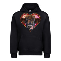 Black leopard heart highland calf Urban Hoodie - RanaPortraitStore