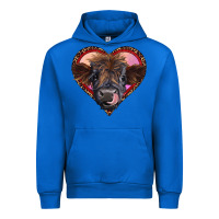 Cobalt leopard heart highland calf Urban Hoodie - RanaPortraitStore