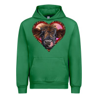 Emerald leopard heart highland calf Urban Hoodie - RanaPortraitStore