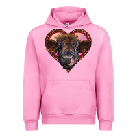 Fuchsia Pink leopard heart highland calf Urban Hoodie - RanaPortraitStore