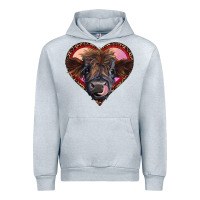 Heather Grey leopard heart highland calf Urban Hoodie - RanaPortraitStore