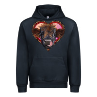 Navy leopard heart highland calf Urban Hoodie - RanaPortraitStore