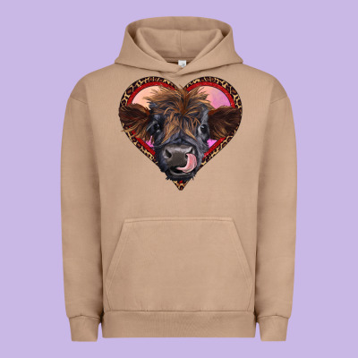 Leopard Heart Highland Calf Urban Hoodie Designed By Ranaportraitstore