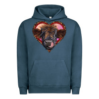 Pigment Midnight Navy leopard heart highland calf Urban Hoodie - RanaPortraitStore