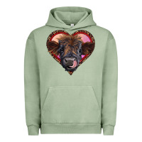 Pigment Oil Green leopard heart highland calf Urban Hoodie - RanaPortraitStore