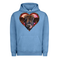 Pigment Pebble Blue leopard heart highland calf Urban Hoodie - RanaPortraitStore