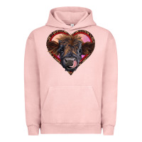 Pigment Salmon leopard heart highland calf Urban Hoodie - RanaPortraitStore