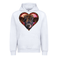White leopard heart highland calf Urban Hoodie - RanaPortraitStore