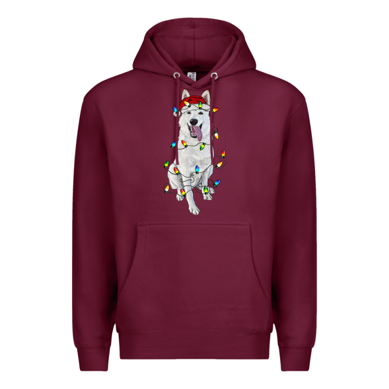 Christmas White Shepherd With Christmas Lights Premium Hoodie by RanaPortraitStore | Teevron