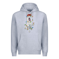 Heather Grey christmas white shepherd with christmas lights Premium Hoodie - RanaPortraitStore