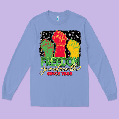 Freedom Juneteenth Since 1865 Long Sleeve Tee Designed By Barkaloodesign