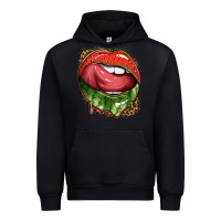 Foreset Green watermelon lips with leopard Urban Hoodie - texasbilliewilder