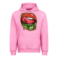 Fuchsia Pink watermelon lips with leopard Urban Hoodie - texasbilliewilder