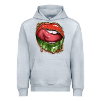 Heather Grey watermelon lips with leopard Urban Hoodie - texasbilliewilder