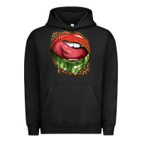 Pigment Black watermelon lips with leopard Urban Hoodie - texasbilliewilder