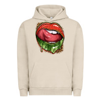 Pigment French Oak watermelon lips with leopard Urban Hoodie - texasbilliewilder