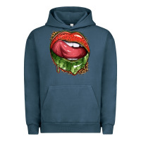 Pigment Midnight Navy watermelon lips with leopard Urban Hoodie - texasbilliewilder