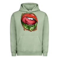 Pigment Oil Green watermelon lips with leopard Urban Hoodie - texasbilliewilder