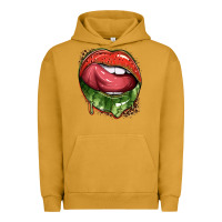 Pigment Peanut Butter watermelon lips with leopard Urban Hoodie - texasbilliewilder
