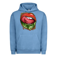 Pigment Pebble Blue watermelon lips with leopard Urban Hoodie - texasbilliewilder