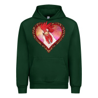 Forest Green valentine's day rooster with leopard heart Urban Hoodie - RanaPortraitStore