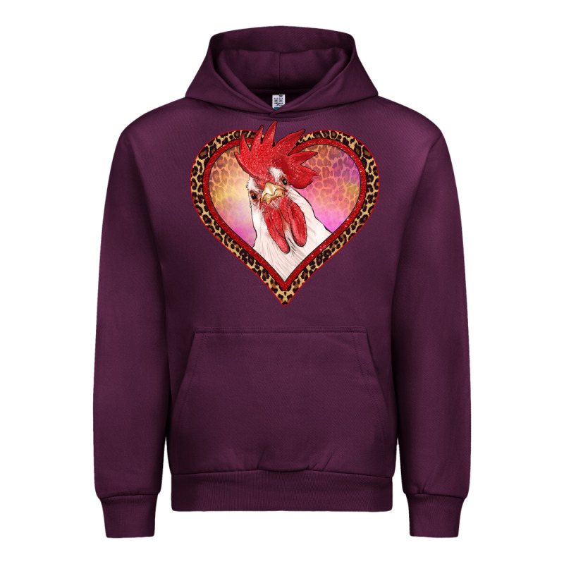 Valentine's Day Rooster With Leopard Heart Urban Hoodie by RanaPortraitStore | Teevron
