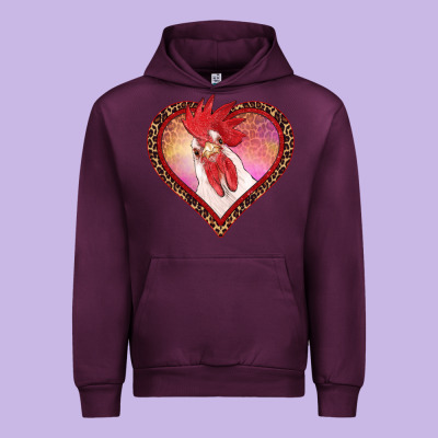 Valentine's Day Rooster With Leopard Heart Urban Hoodie Designed By Ranaportraitstore