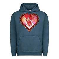 Pigment Midnight Navy valentine's day rooster with leopard heart Urban Hoodie - RanaPortraitStore
