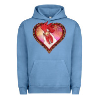 Pigment Pebble Blue valentine's day rooster with leopard heart Urban Hoodie - RanaPortraitStore