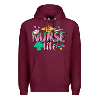 Burgundy nurse life Premium Hoodie - texasbilliewilder