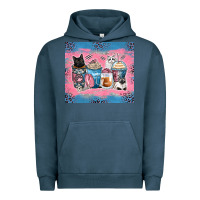 Pigment Midnight Navy cat coffee cups Urban Hoodie - Zillion Design Studio