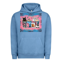 Pigment Pebble Blue cat coffee cups Urban Hoodie - Zillion Design Studio