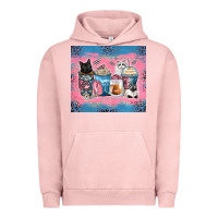 Pigment Salmon cat coffee cups Urban Hoodie - Zillion Design Studio