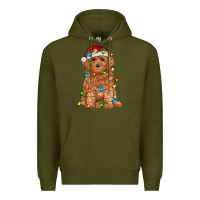 Army Green toy poodle with christmas lights Premium Hoodie - RanaPortraitStore