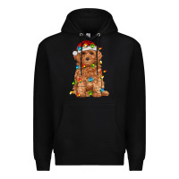 Black toy poodle with christmas lights Premium Hoodie - RanaPortraitStore