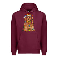 Burgundy toy poodle with christmas lights Premium Hoodie - RanaPortraitStore