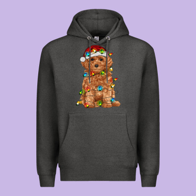 Toy Poodle With Christmas Lights Premium Hoodie Designed By Ranaportraitstore
