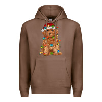 Chestnut toy poodle with christmas lights Premium Hoodie - RanaPortraitStore