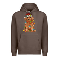 Coffee toy poodle with christmas lights Premium Hoodie - RanaPortraitStore