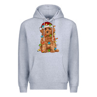 Heather Grey toy poodle with christmas lights Premium Hoodie - RanaPortraitStore