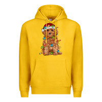 Lemon toy poodle with christmas lights Premium Hoodie - RanaPortraitStore