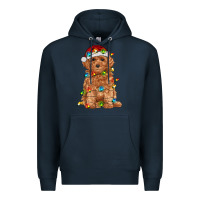 Navy toy poodle with christmas lights Premium Hoodie - RanaPortraitStore