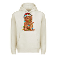 Oatmeal Heather toy poodle with christmas lights Premium Hoodie - RanaPortraitStore